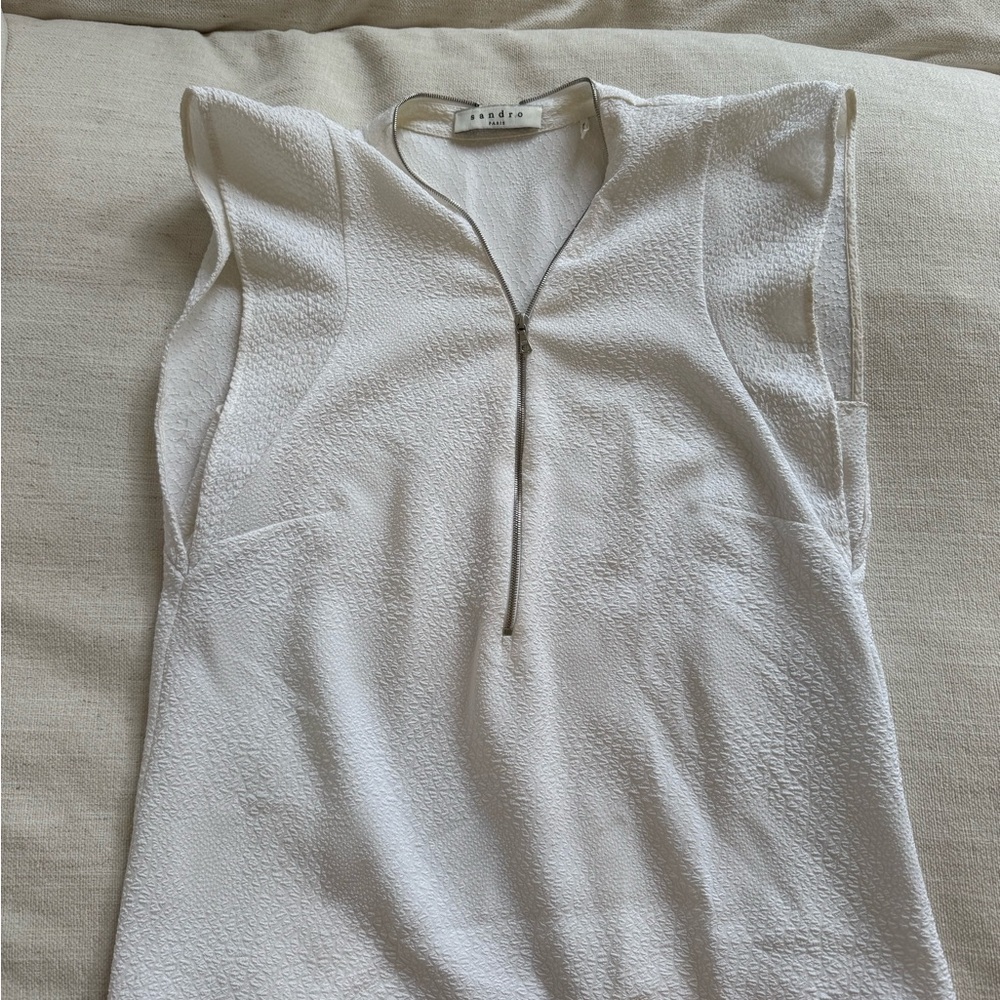 Sandro White Textured Muscle Tee